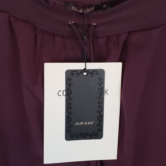 NWT Color Block Burgundy Purple Stretchy Lounge Leisure Pants Women's Size 4 - Picture 7 of 10